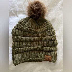 Sage CC Beanie with Poof